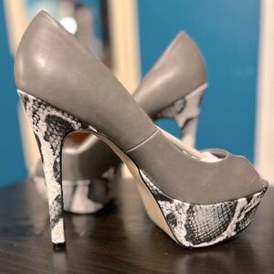 Snakeskin Print Platforms
